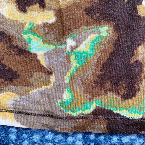 🤎 OLSEN BROWN BLUE GREEN MULTI 2-in1 FRONT TIE LONG SLEEVE PULLOVER TOP! - Picture 9 of 13